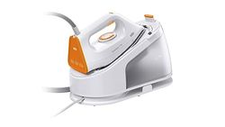Braun CareStyle 1 Pro IS 1511 WH, stoomstrijkijzer met FreeGlide 3D-technologie, verticale stoom, anti-druppelfunctie, 1,7 l watertank, 5,5 bar, 360 g/min, 2200 W, wit/oranje