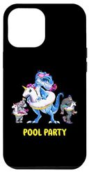 Carcasa para iPhone 12 Pro Max Flotador de unicornio de dinosaurio para fiesta en la piscina
