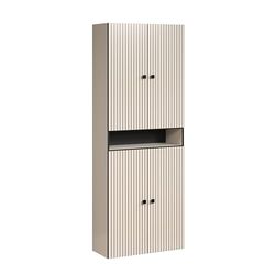 trendteam smart living - PureBliss - Mobile alto - Grigio chiaro - Ampio armadio da bagno con scanalature - 70 x 186 x 31 cm (L x A x P) - Armadietto da bagno con eleganti manici in metallo - Pratico