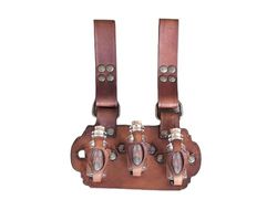 Supporto per Pozione Cintura per 3 bottigliette. Realizzato in pelle veg per avventurieri, steampunk, alchimisti, guaritori, cosplay o semplicemente per conservare le spezie. (Marrone)