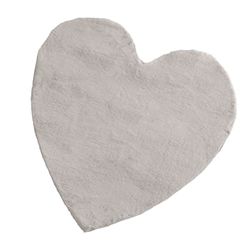 Baroni Home Tappeto a pelo lungo, Tappeto per bambini morbido, Tappeto Bambini Cameretta, Tappeto in Pelliccia Ecologica Morbido, Cuore Grigio, 90X90 cm