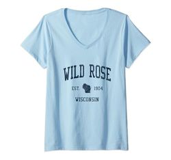 Mujer Wild Rose WI Vintage Athletic Sports JSN1 Camiseta Cuello V