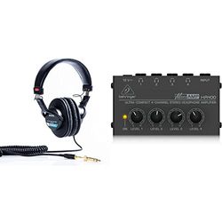 Sony MDR-7506 Cuffie Stereo, Dinamiche Professionali, Driver da 40 mm, Adattore 3.5mm / 6.3mm, Nero & BEHRINGER HA400 BK BLACK MICROAMP AMPLIFICATORE PER CUFFIE 4 CANALI STEREO COLORE NERO