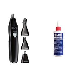 Wahl Nose Hair Trimmer, Ear Hair Trimmer, Eyebrow Trimmer, 3-in-1 Personal Trimmer, Rechargeable, Washable Heads, Painless Hair Removal & Clipper Oil, Blade Oil for Hair Clippers, 250 ml