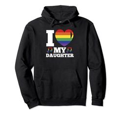 Amo mia figlia Gay Pride Rainbow Heart Designer Pro LGBT Felpa con Cappuccio