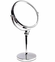 HIMRY 8" Voetstukspiegel Hoogte Verstelbaar, 10x Vergrotende, Tweezijdige Draaibare Tafel Cosmetische Spiegel Scheerspiegel Make-up Spiegel, Voor Badkamer en Slaapkamer, Chromen Afwerking KXD3101-10x