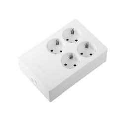 SIMON BRICO - Base multifix, tomada múltipla, multiplicador de 4 tomas, 16 A com tomada de terra, instalação embutida, parede ou superfície, 250 V, potência máxima 3680 W, cor branca