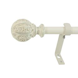 Decopolitan Leaf Ball Conjunto de barras de cortina, marfim envelhecido, 48-86"
