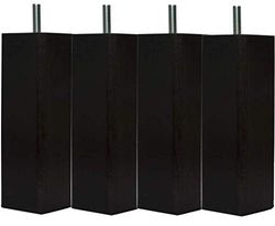 Margot Douceur escandinava quadrado, Conjunto de 4 pernas para estrado de madeira, 7 x 7 x 23 cm, madeira, preto, 7 x 7 x 23 cm