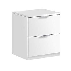 Habitdesign Mesinha de cabeceira, livro escritório, modelo Low Cost, acabamento em branco mate, medidas: 38 cm (largura) x 45 cm (altura) x 34 cm (fundo)