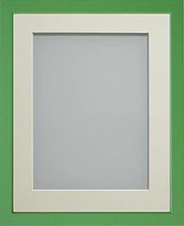 Frame Company Jellybean Range Green Wooden 7x5 inch Picture Photo Frame with Ivory Mount for Image 6x4 inch * Choice of Colours & Sizes* Fitted with Perspex