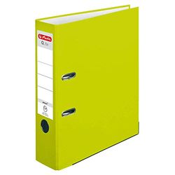 Herlitz® Q.File Archivador de documentos A4 | Espalda 8 cm | Etiqueta bilateral reemplazable | Mecanismo de timbre de 2 anillos con barra de presión | Accesorios recubiertos de PP duraderos | Verde