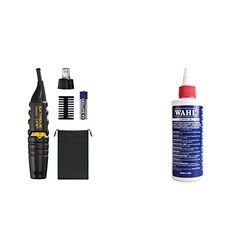 WAHL Extreme Grip Detail Trimmer, 2-in-1 Personal Trimmer, Trimmers for Nose Ear and Eyebrow, Black and Yellow & Clipper Oil, Blade Oil for Hair Clippers,118.3 ml