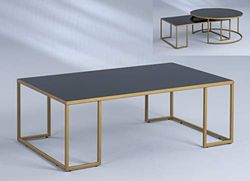 HomeTrends4You Matteo 2 salontafel/salontafel, glas, goud/zwart, 102 x 36 x 61 cm