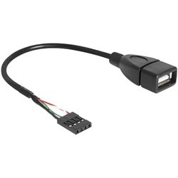 Delock Cable USB USB 2.0 post macho de 4 pines, USB-A hembra 20.00cm negro Certificado UL, 1 pieza