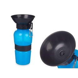 Mascow Botella Bebedero de Agua para Perros Azul Negro Metal Plástico 500 ml
