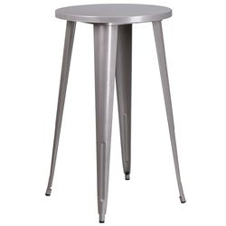 Flash móveis 24" redondo metal Indoor-Outdoor bar altura mesa, metal, prateado, 101,6 x 66,0400000000000000000000006 x 12,7 cm