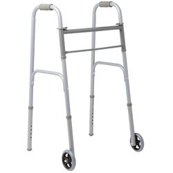 Medline Easy Care Two-Button Folding Walkers with 5" Wheels