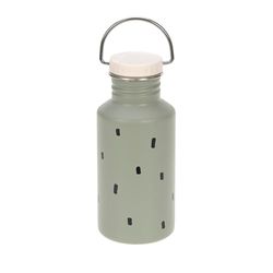LÄSSIG Gourde en acier inoxydable pour enfants Gourde avec Sport Cup 500 ml anti-fuite/Bottle Stainless Steel Happy Prints light olive