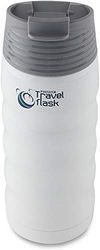 Pioneer Travel Flask, gourde en acier inoxydable à double paroi pour boissons chaudes et froides - chaudes 8 heures, froides 24 heures, 350ml, blanc