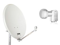 RED OPTICUM Staal QA60 satellietantenne met Quad-LNB (60 cm) lichtgrijs