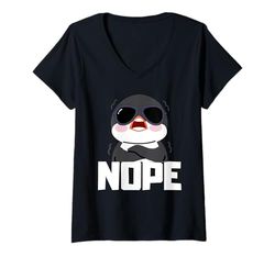 Donna Design con pinguino per uomini, donne, bambini, uccelli marini Maglietta con Collo a V
