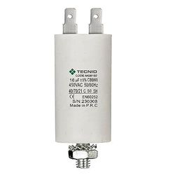 Aanzetcondensator voor elektrische motoren, 450V, capaciteit: 16µF, 4-pins / M8