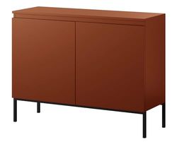 Selsey BEMMI Aparador 2 puertas, 100 cm Ancho, Rojo ladrillo, Patas metalicas