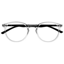 OPULIZE Met Reading Glasses Slim Round Frame Scratch Resistant Spring Hinges Transparent Black Arm Mens Womens R60-C +3.50