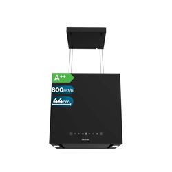 Cecotec Campana Extractora 44Cm En Isla Cuadrada Bolero Flux Cct 448000 Black A++. Acabado En Negro, Succión 800M3/H, Motor 210W, 3 Potencias, Filtro Carbono