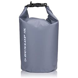 Dunlop Sac Étanche - 10 Liter - Dry Bag - PVC Durable - Sac Étanche à la Poussière et à l'eau - Bandoulière Réglable Incluse - Unisexe - Gris