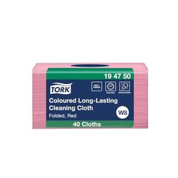Tork 194750 Panno per pulizia colorato a lunga durata rosa Premium, compatibile con il sistema W8 (dispenser per panni piccolo), monovelo, 8 conf. x 40 panni (320 pz)