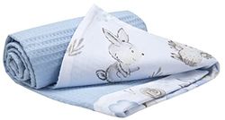 Medi Partners Couverture Bebe Couvertures de Bébé Plaid Enfant Nouveau-né 100% Coton pour Cadeau Naissance 75x100cm Multifonctionnel Bilatéral pour Landaus (Cerf et hérisson avec Gaufre Bleu Clair)