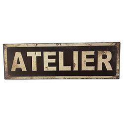 Antic Line Plaque Atelier 35 * 11 Fer+Papier, Taille Unique