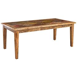 Biscottini Tavolo legno massello 202x102 cm Made in Italy | Tavolo legno grezzo riciclato | Tavolo da pranzo in legno massello | Tavolo sala