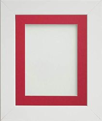 Frame Company Watson Range White 12x10 inch Picture Photo Frame with Red Mount for Image 9x7 inch *Choice of Sizes* Fitted with Real Glass