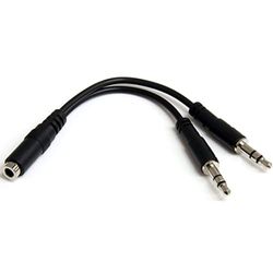 StarTech.com Adaptador Audio Divisor de Auriculares 2x Mini-Jack de 3,5mm de 3 pines a Mini-Jack de 4 pines- Audifonos - Negro