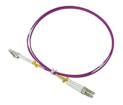 Labgear Glasvezelkabel 1 m - LC naar LC multimode duplex OM4 LSZH digitale audiovezelpatchkabel, 100 Gb/gigabit datasnelheid, high-performance netwerken, paars
