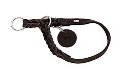 HUNTER SOLID EDUCATION collier de dressage pour chiens, cuir, souple, antidérapant, marron foncé, 45 (S-M)