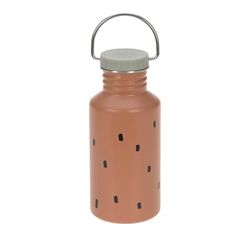 LÄSSIG Kinderfles, roestvrij staal, drinkfles, incl. sportbeker, 500 ml, lekvrij/fles roestvrij staal, Happy Prints karamel