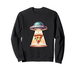 Divertente UFO Alien Pizza Planet Beam Abduction Felpa