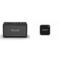 Marshall Stanmore III Haut-Parleur Bluetooth - Noir & Willen Haut-parleurs Bluetooth sans Fil 15 Heures de Lecture étanche Charge Rapide empilable - Noir et Laiton