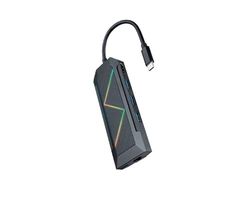 HUB USB - Hub USB-C con 8 puertos USB 3.0, iluminación RGB, alta velocidad de transferencia y diseño compacto para optimizar conexiones.