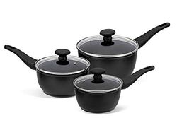 Prestige – Thermo Smart – Juego de cacerolas antiadherentes con tapas – 3 piezas – Inducción, Gas y Cocinas Eléctricas – 16, 18 y 20cm