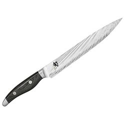 KAI Shun Nagare coltello da prosciutto 23 cm lunghezza lama - 72 strati di acciaio damasco VG 2 e VG 10 lama a doppio nucleo - legno Pakka grigio-nero - Fatto a mano in Giappone