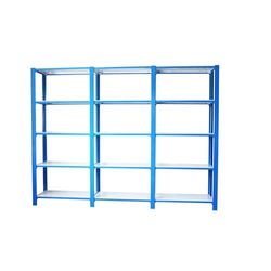 Simon Rack Librería Estanteria Oficina, 3 Módulos, 2100x2700x300 mm, 5 Alturas, Estilo Industrial, Metálicas, Azul/Blanco - Officlick