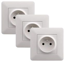 Prise 2P+T 16A simple Blanc - Artezo (Lot de 3)