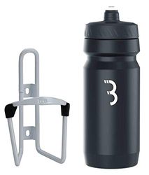 BBB Cycling FuelTank And CompTank Bike Water Bottle Holder With BPA-free Bike Water Bottle Bike Bottle Cage And Bottle Set Universal Fit 550ml BBC-03C, White/ Black White