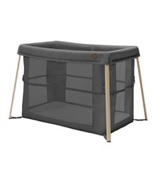 Maxi-Cosi Iris 2-in-1 babyreiswieg, 0-3 jaar, tot 15 kg, compact reiswieg, 2 slaapniveaus, opvouwbaar en licht, dik schuimmatras, gaaszijden, reistas, eco-verzorging, meer dan grafiet