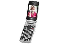 Trevi FLEX PLUS 55 Telefono per Anziani Tasti Grandi, Grande Display LCD 2.4", Cellulare per Anziani con Funzione SOS, Base di Ricarica, 8 Numeri Memorizzabili, Wireless, Fotocamera, Radio FM, Grigio